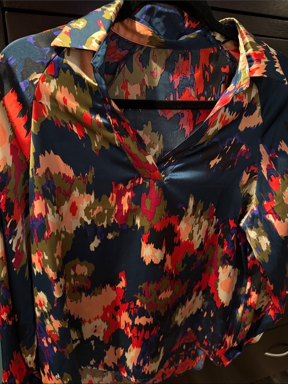Women's Multicolor Abstract Print Satin Blouse